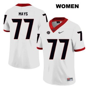 Women's Georgia Bulldogs NCAA #77 Cade Mays Nike Stitched White Legend Authentic College Football Jersey MTH3154DH